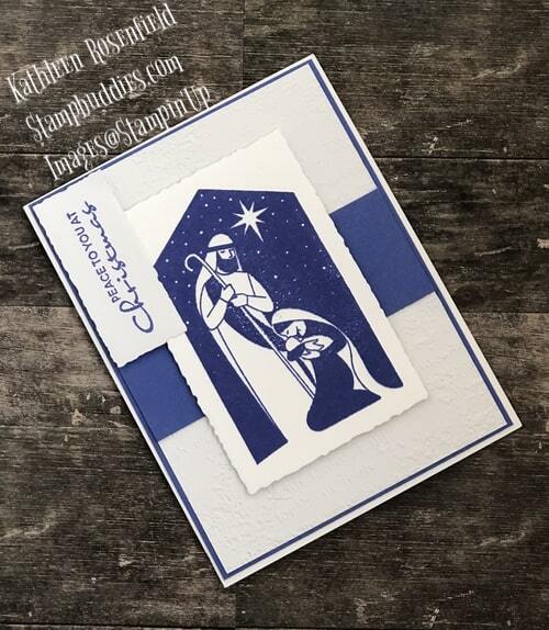 Nativity Christmas Greetings card using Peace to You stamp set.