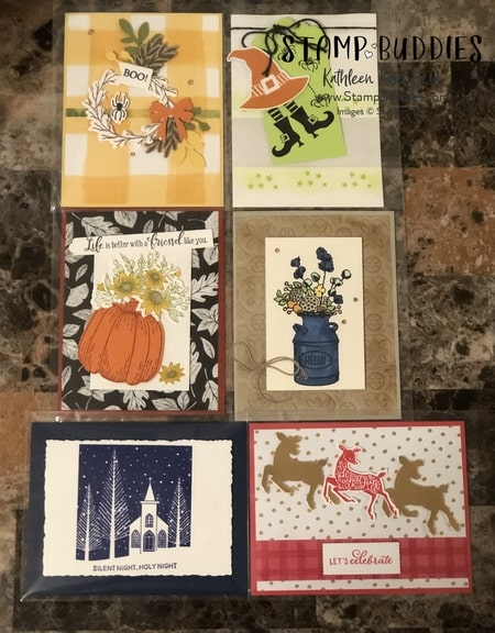 Fall, Halloween and Christmas cards using embossing folders.