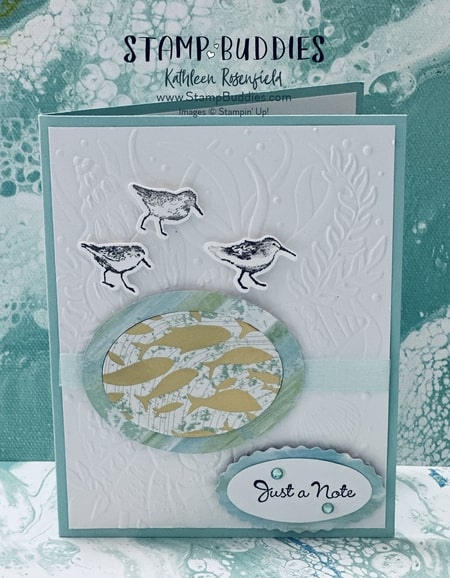 A card using ‘Seaside Bay’ bundle by Stampin’ Up.