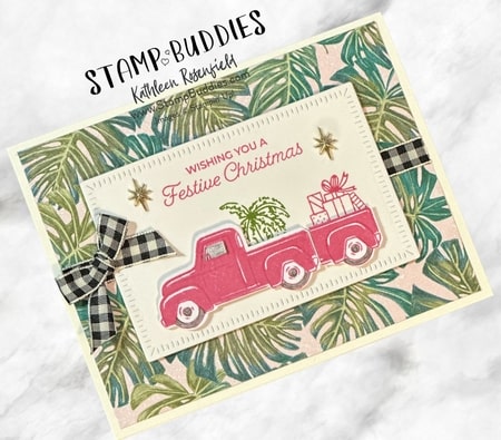 Barbie Truck & Trailer Card using Trucking Along Bundle by Stampin’Up.